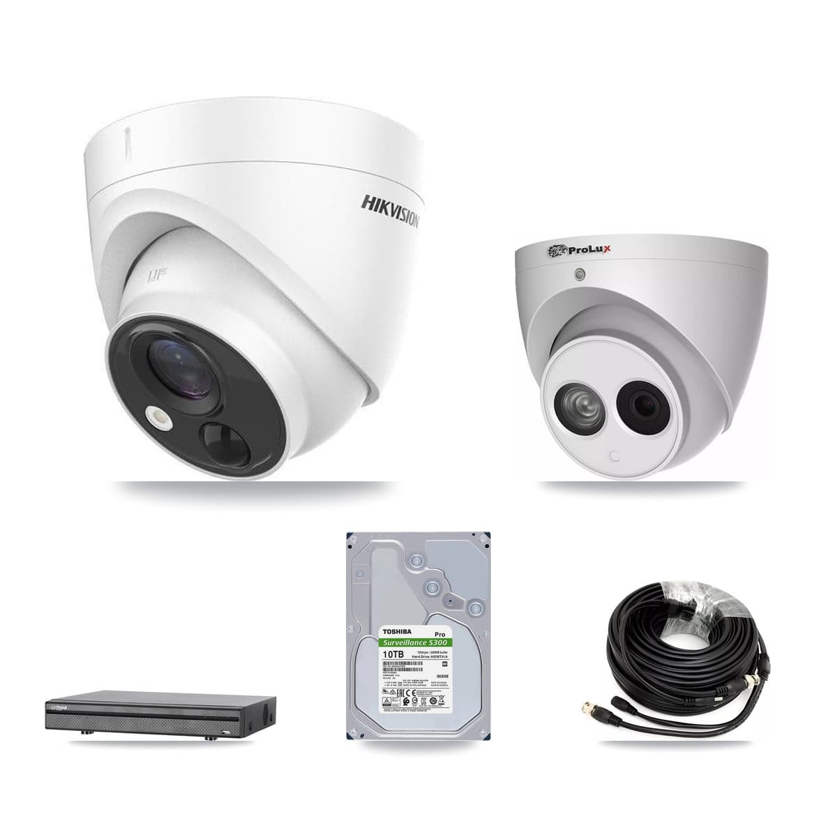 8-Channel 4MP – 5MP CCTV Kit — 7 DS-2CE71H0T 5MP + 1 PXC-612C4W-A 4MP Turret Cameras + 10TB Recording (DH-XVR5108H Recorder)
