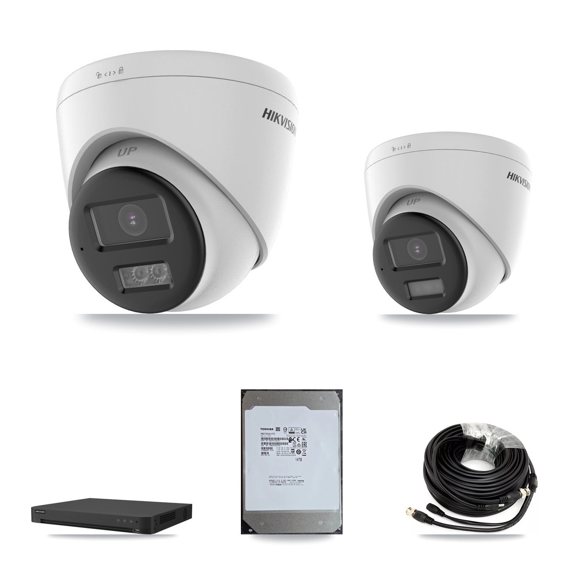 Hikvision 16-Channel 5MP CCTV Kit — 2 DS-2CE78K0T + 6 DS-2CE78K0T Turret Cameras + 14TB Recording - Image 1