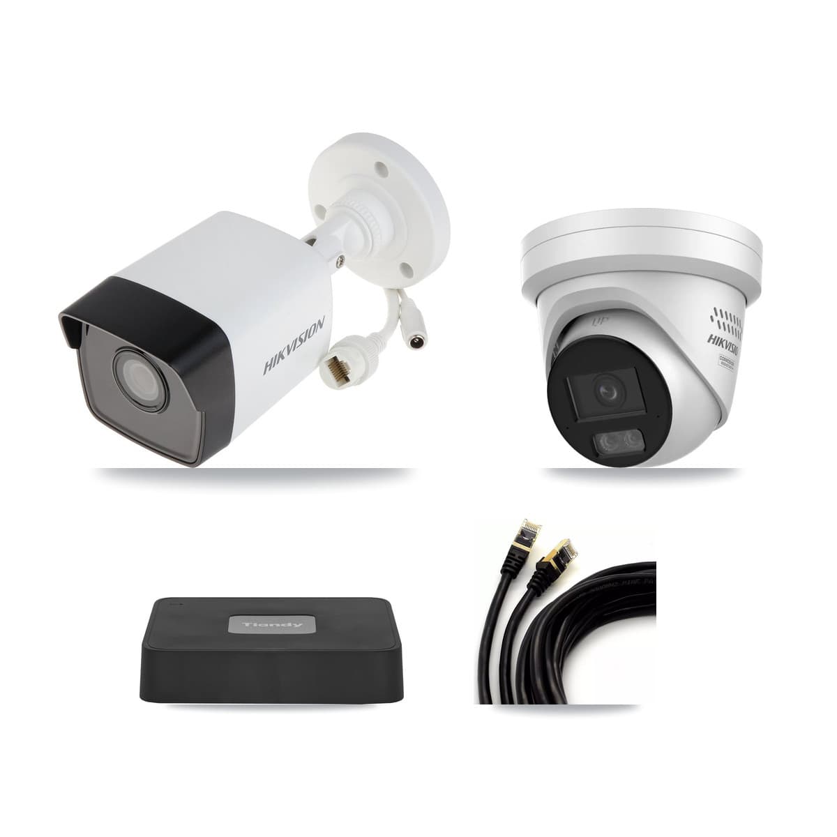 Hikvision & Tiandy 4-Channel 4MP – 5MP CCTV Kit — 1 DS-2CD1053G0 5MP Bullet + 1 DS-2CD2347G3 4MP Turret Cameras + 3TB Recording - Image 1