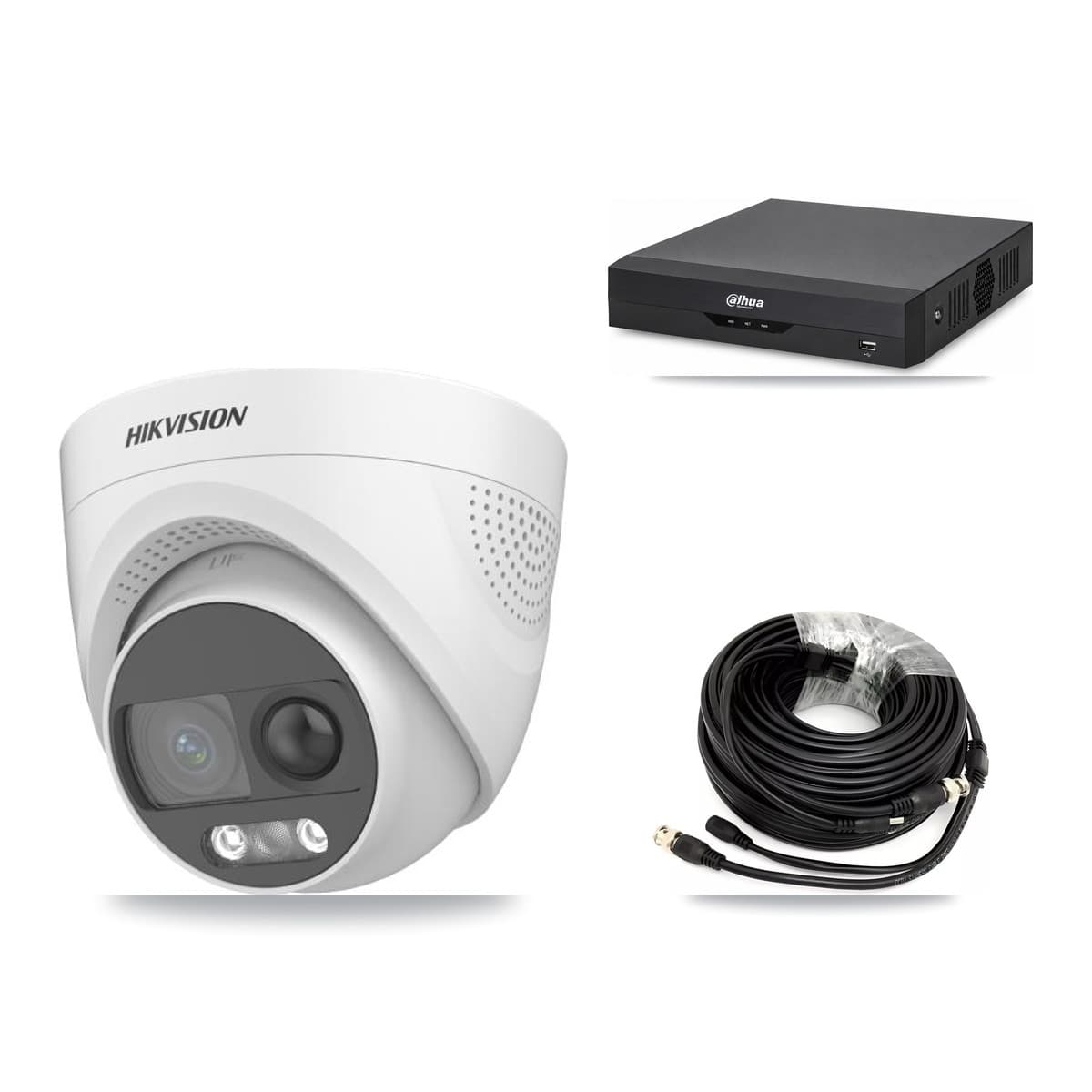 Hikvision & Dahua 4-Channel 5MP CCTV Kit — 2 DS-2CE72KF3T Turret Cameras + 3TB Recording