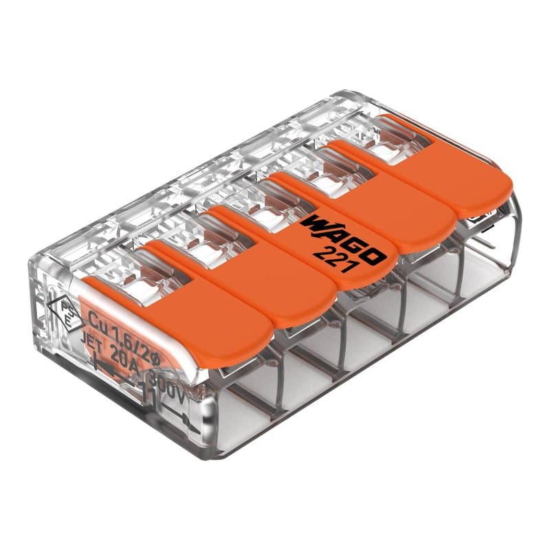 221 PCT-415 Compact Wire Connector | Universal 1-In-4-Out Terminal (0.08-4mm²) | 250V Rated
