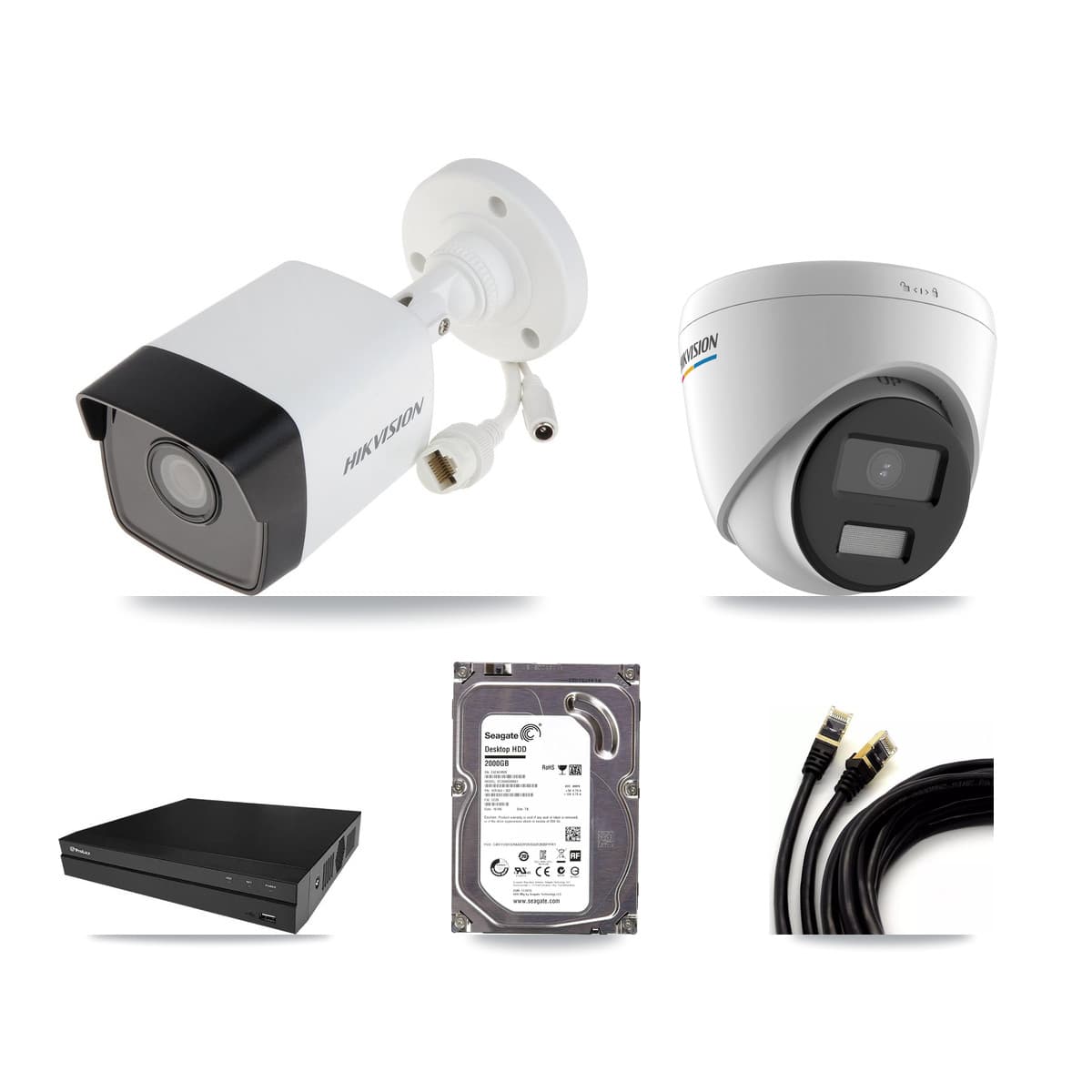 Hikvision & Prolux 8-Channel 2MP – 5MP CCTV Kit — 1 5MP Bullet + 1 2MP Turret Cameras + 2TB Recording