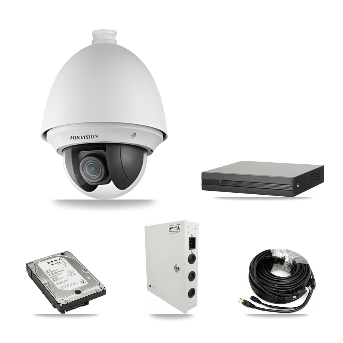 Hikvision 8-Channel 2MP CCTV Kit — 8 DS-2AE4225T PTZ Cameras + 5TB Recording (XVR-3108HS Recorder)
