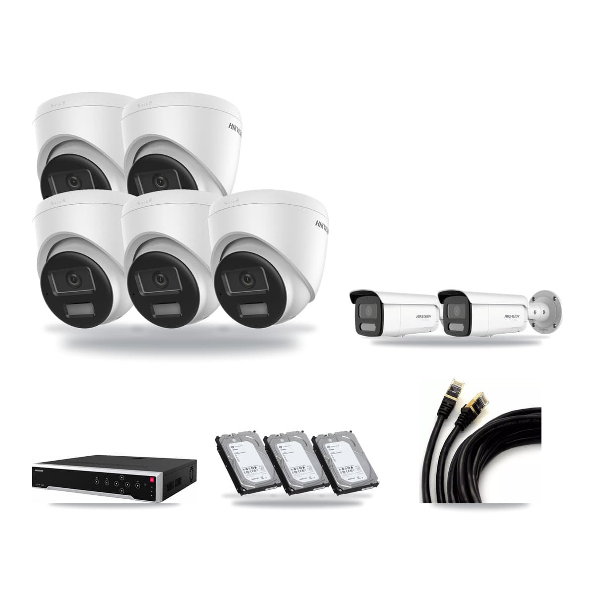 Hikvision 32-Channel 4K CCTV Kit — 5 Turret + 2 Bullet Cameras + 3× 6TB Recording - Image 1