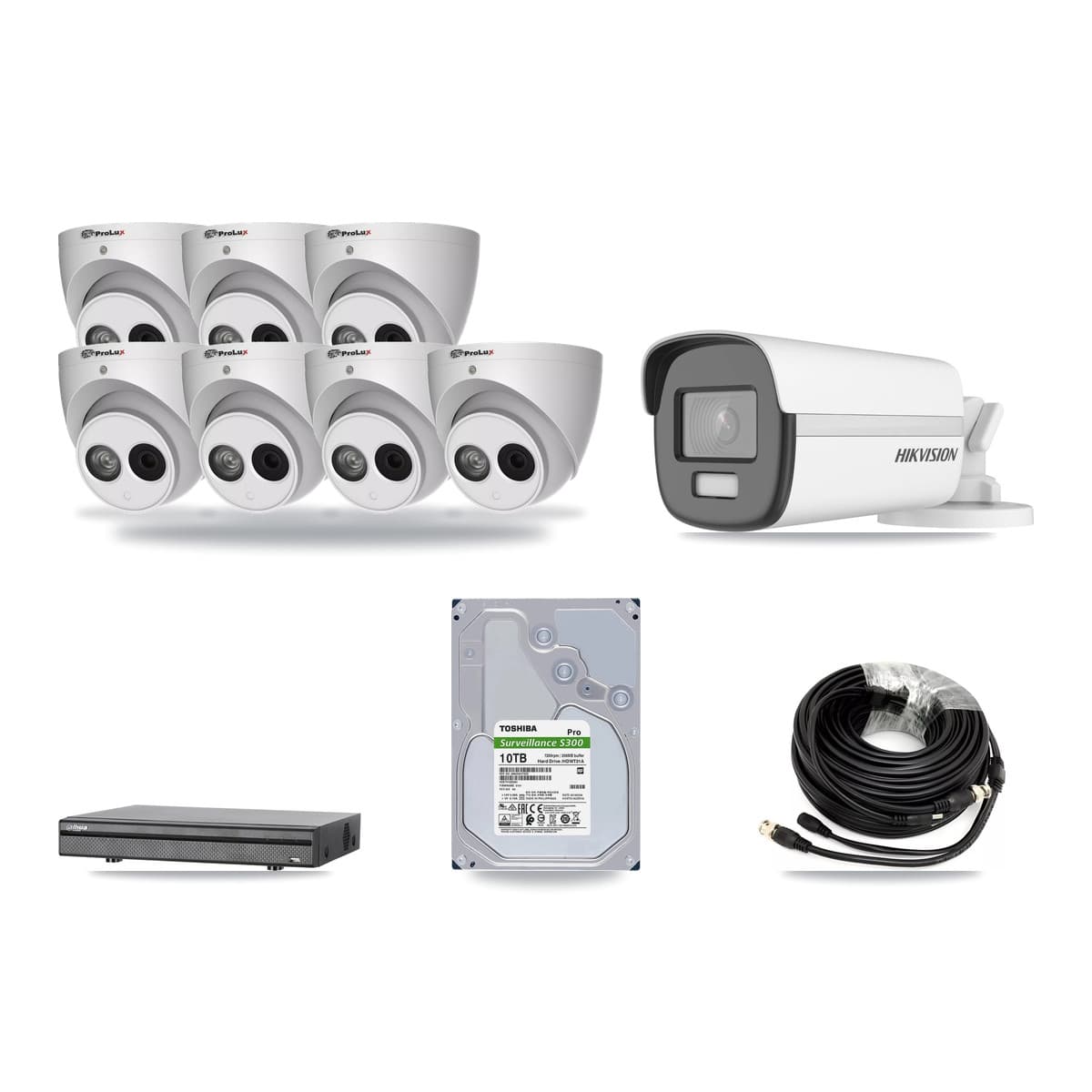 8-Channel 4MP – 4K CCTV Kit — 1 4K Bullet + 7 4MP Turret Cameras + 10TB Recording (DH-XVR5108H Recorder) - Image 1