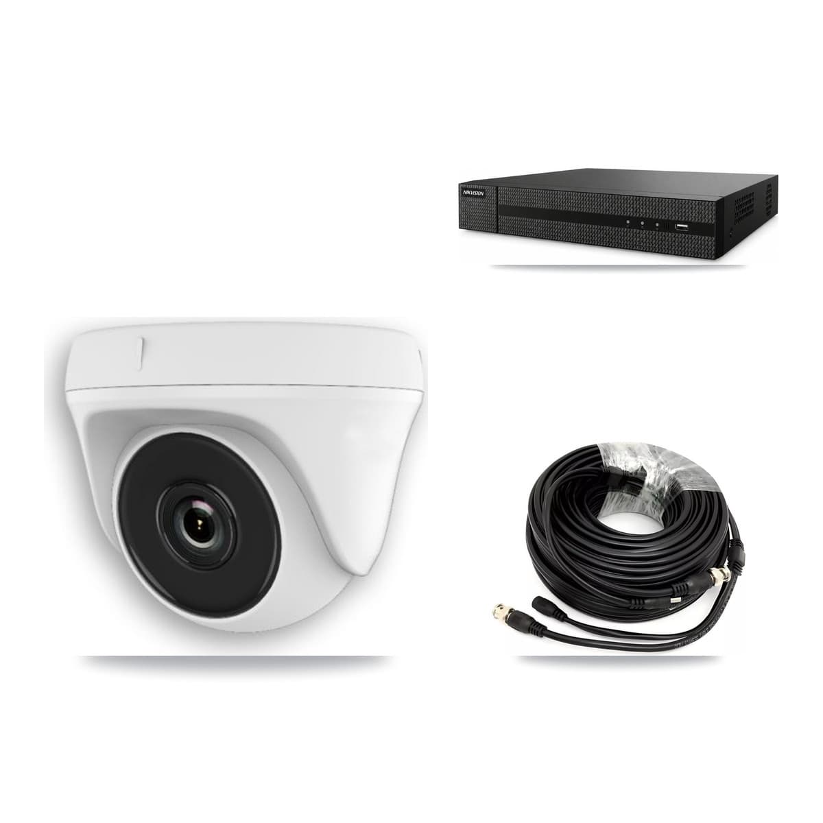 8-Channel 2MP CCTV Kit — 5 White Dome Cameras + 3TB Recording (DVR-8CH Recorder)