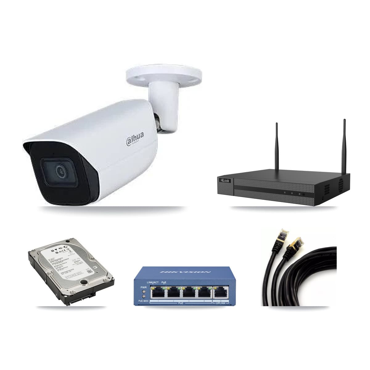 Dahua & HiLook 4-Channel 5MP CCTV Kit — 4 Bullet Cameras + 5TB Recording - Image 1