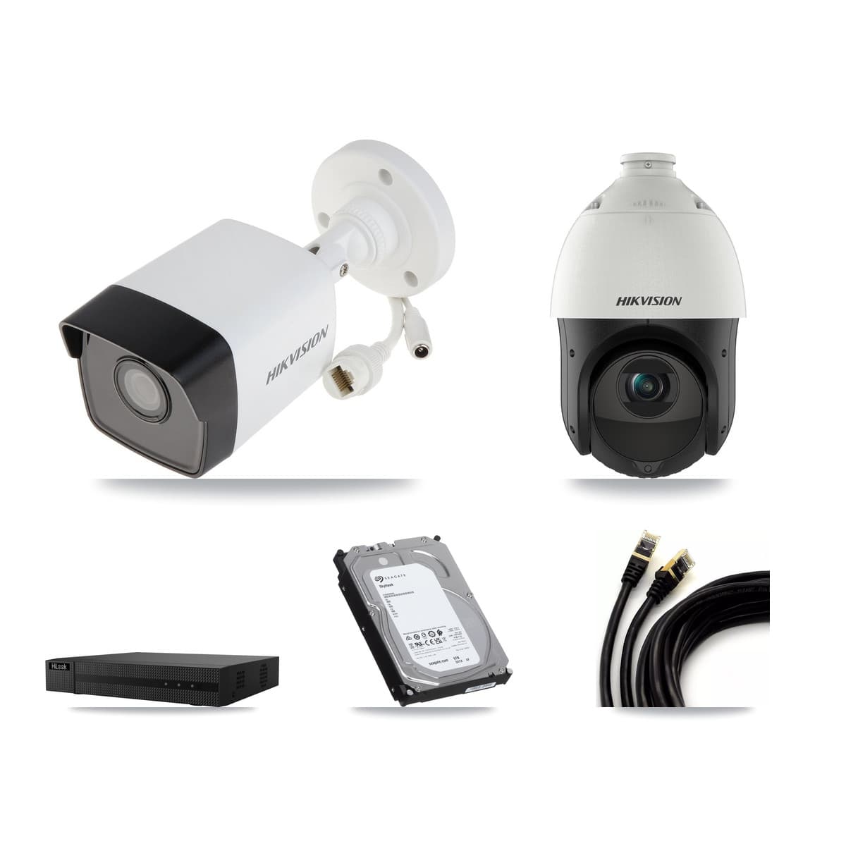 Hikvision & HiLook 8-Channel 4MP – 5MP CCTV Kit — 7 5MP Bullet + 1 4MP PTZ Cameras + 6TB Recording (NVR-108MH-D Recorder) - Image 1