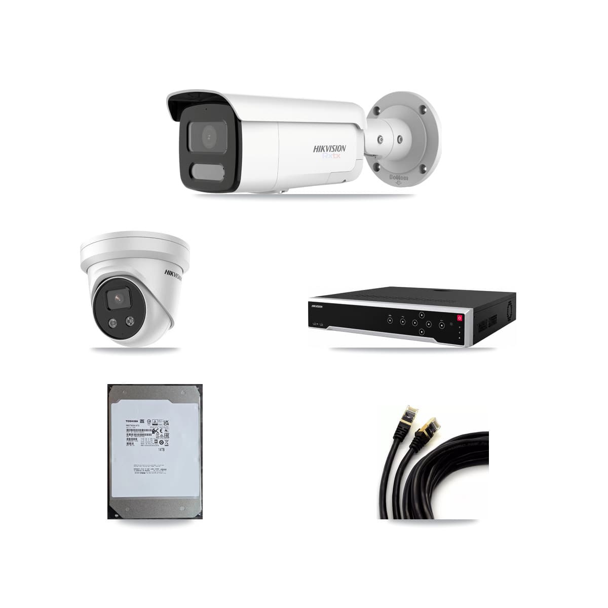 Hikvision 32-Channel 5MP – 4K CCTV Kit — 13 4K Bullet + 6 5MP Turret Cameras + 3× 14TB Recording - Image 1