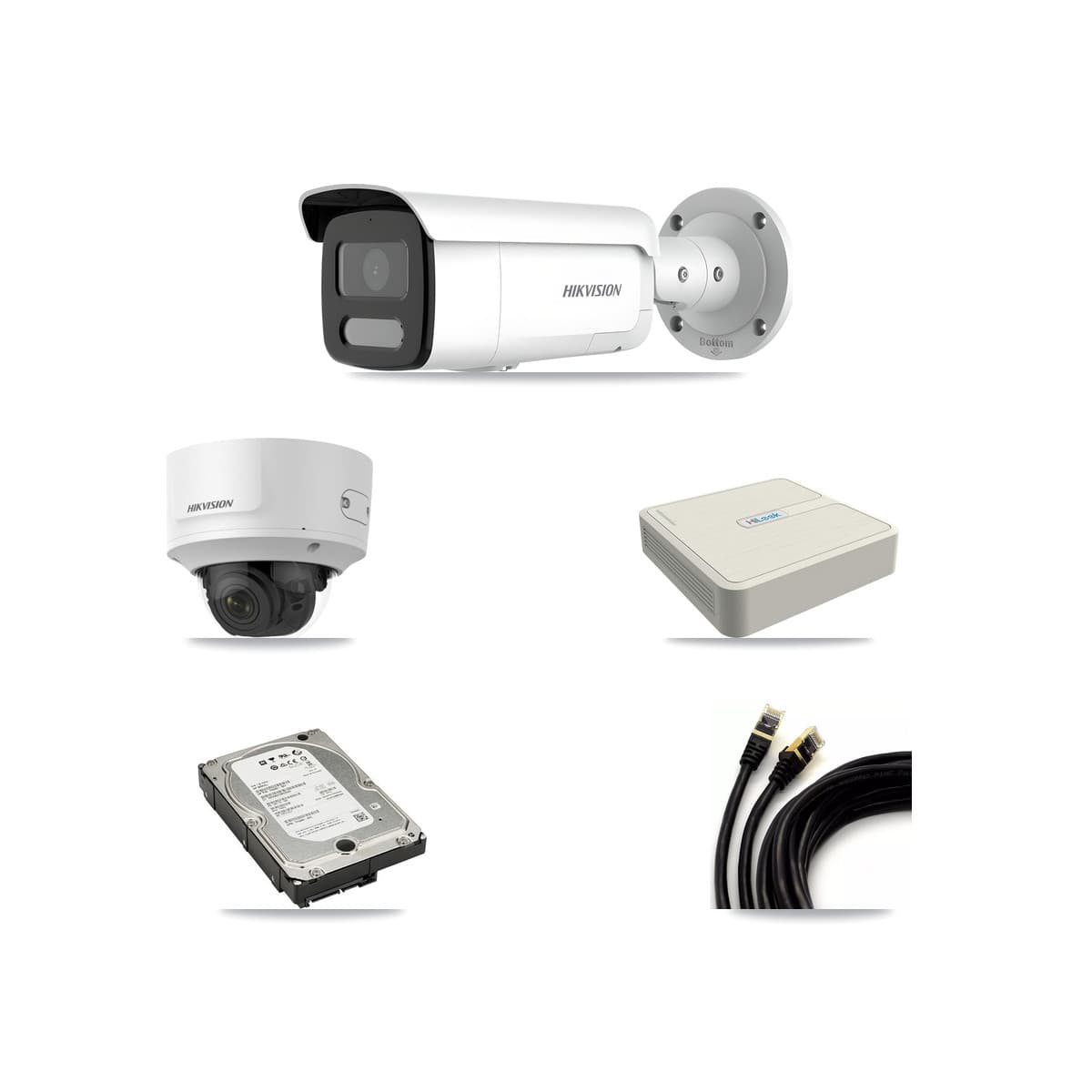 Hikvision & HiLook 8-Channel 2MP – 4MP CCTV Kit — 1 2MP Dome + 3 4MP Bullet Cameras + 5TB Recording (NVR-108H-D Recorder)