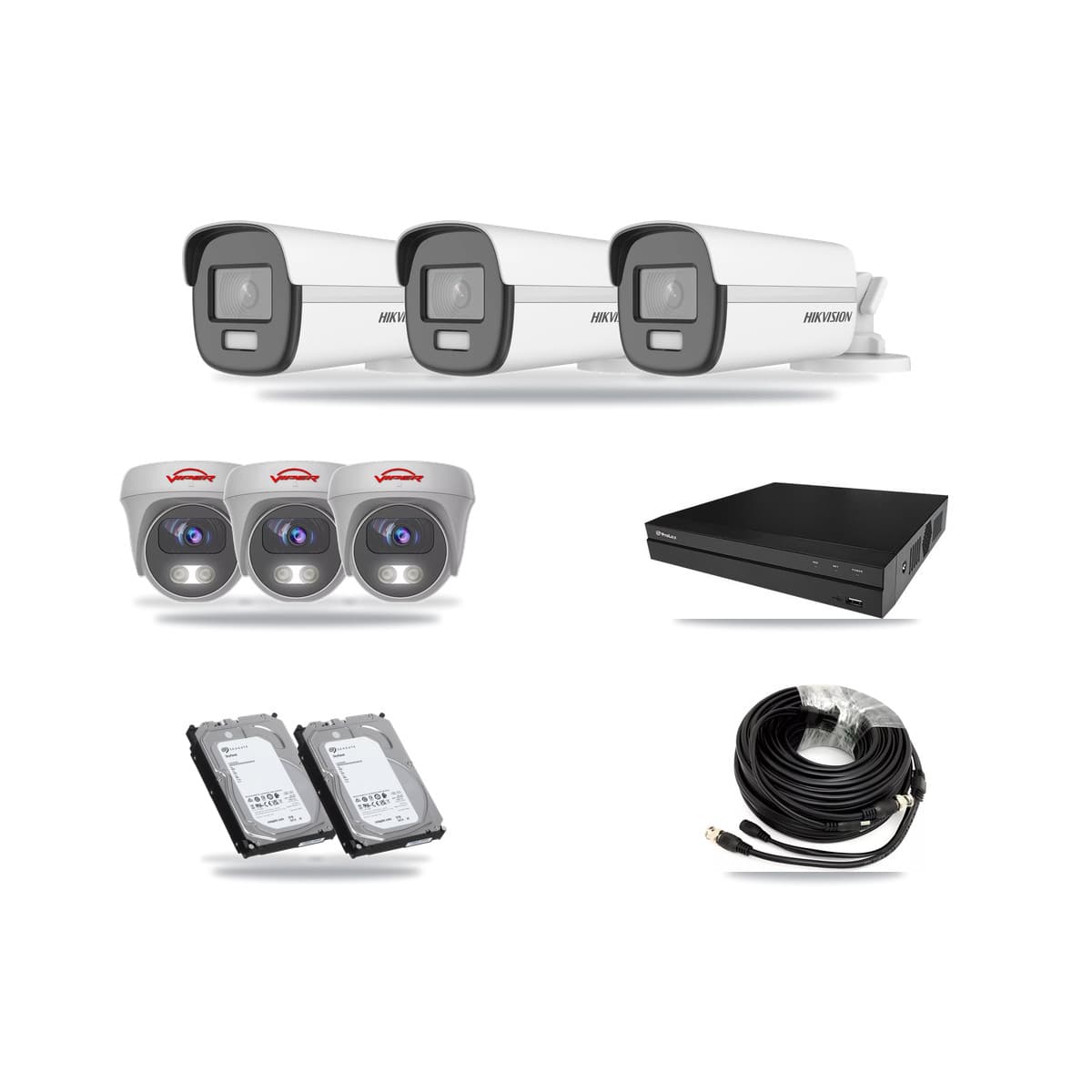 8-Channel 5MP – 4K CCTV Kit — 3 4K Bullet + 3 5MP Cameras + 2× 6TB Recording - Image 1