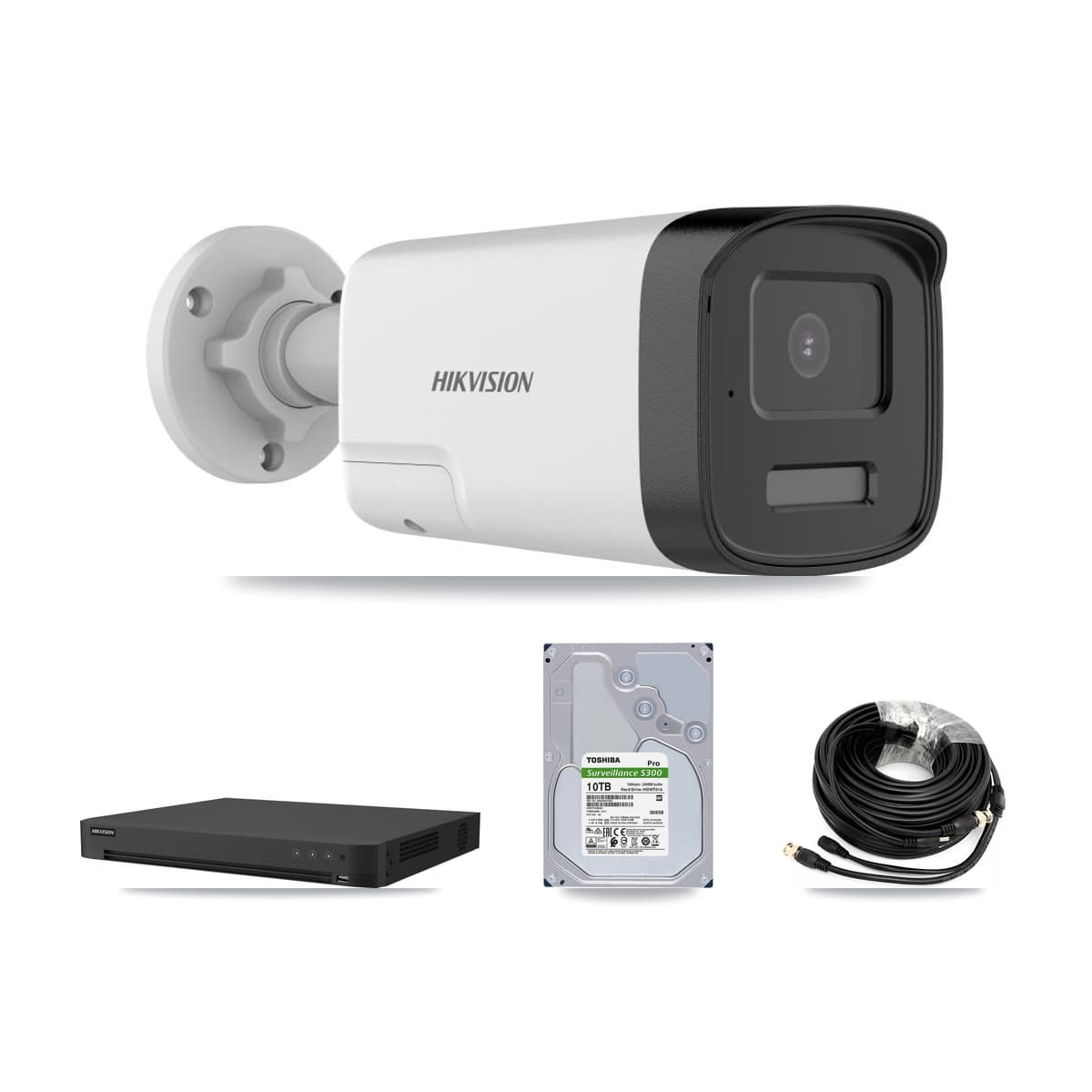 Hikvision 16-Channel 5MP CCTV Kit — 8 DS-2CE17K0T Bullet Cameras + 10TB Recording (IDS-7216HUHI Recorder)