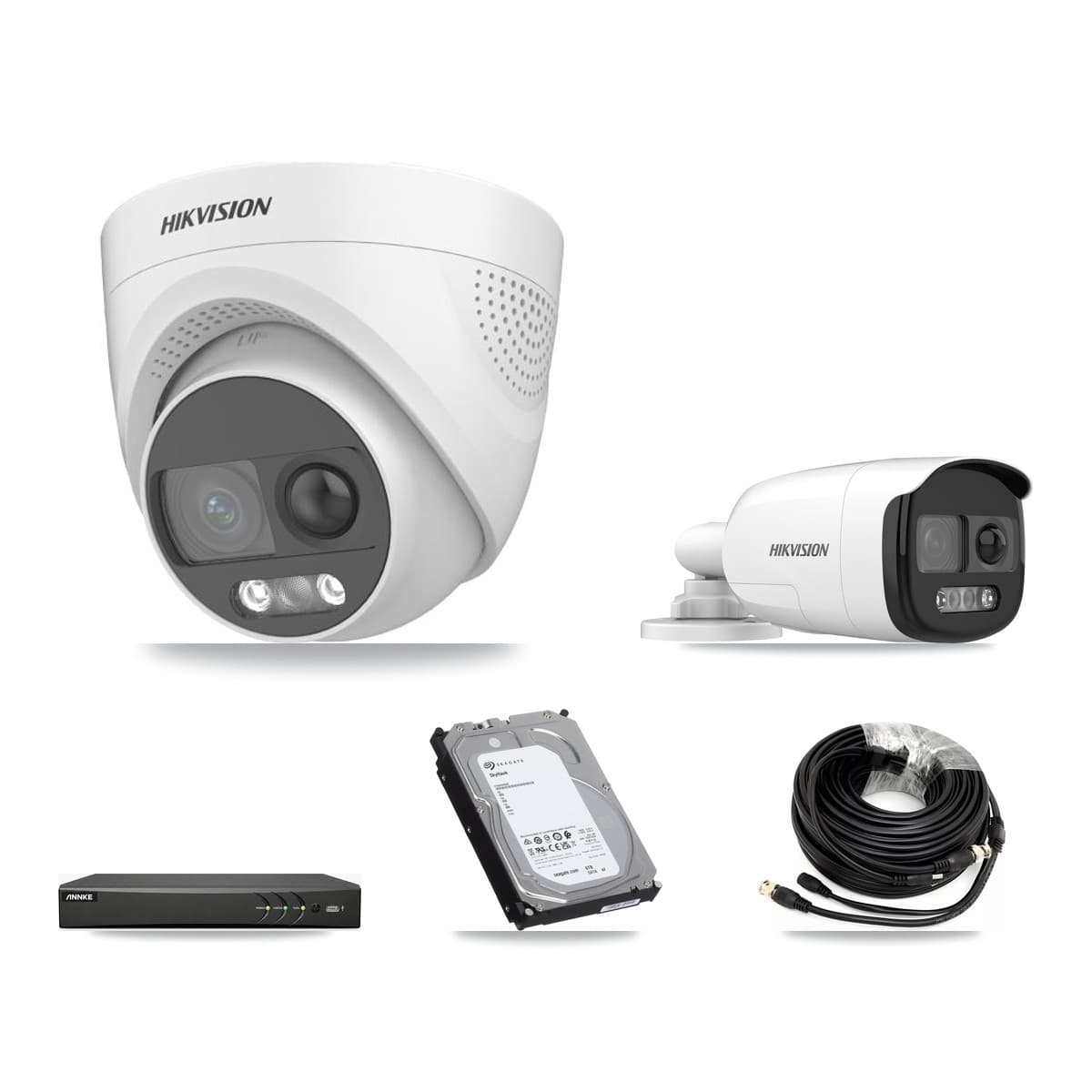 Hikvision & ANNKE 4-Channel 5MP CCTV Kit — 1 DS-2CE12KF3T Bullet + 2 DS-2CE72KF3T Turret Cameras + 6TB Recording
