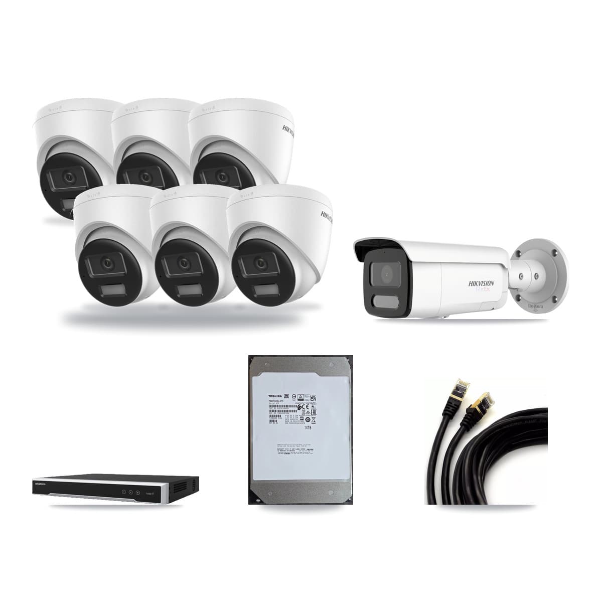 Hikvision 8-Channel 4K CCTV Kit — 6 Turret + 1 Bullet Cameras + 14TB Recording - Image 1
