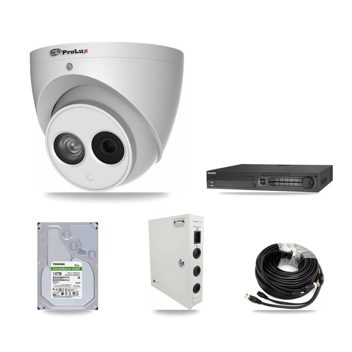 Prolux & Hikvision 32-Channel 4MP CCTV Kit — 22 Turret Cameras + 3× 10TB Recording (DS-7332HQHI Recorder)