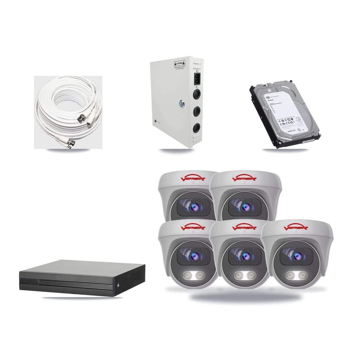 8-channel CCTV kit: 5 cameras (5× 5MP Camera), 6TB hard drive