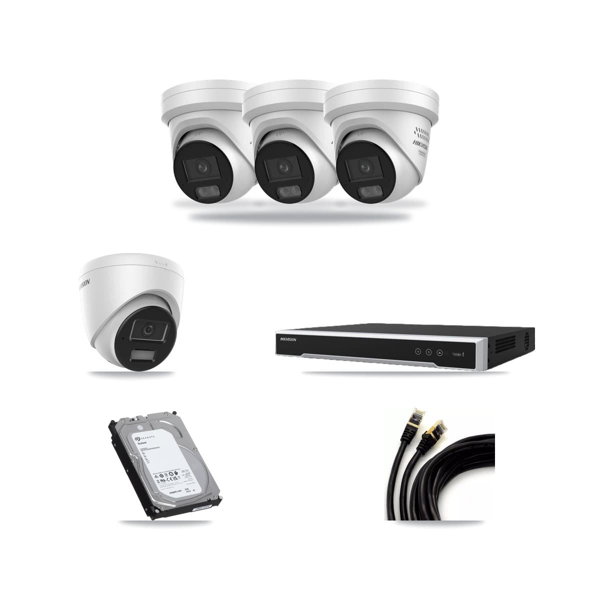 Hikvision 16-Channel 4MP CCTV Kit — 1 DS-2CD1343G2 + 3 DS-2CD2347G3 Turret Cameras + 6TB Recording - Image 1