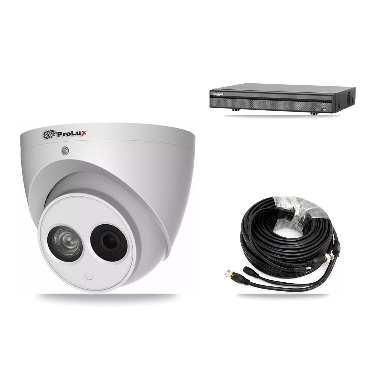 Prolux & Dahua 8-Channel 4MP CCTV Kit — 2 Turret Cameras + 3TB Recording (DH-XVR5108H Recorder)