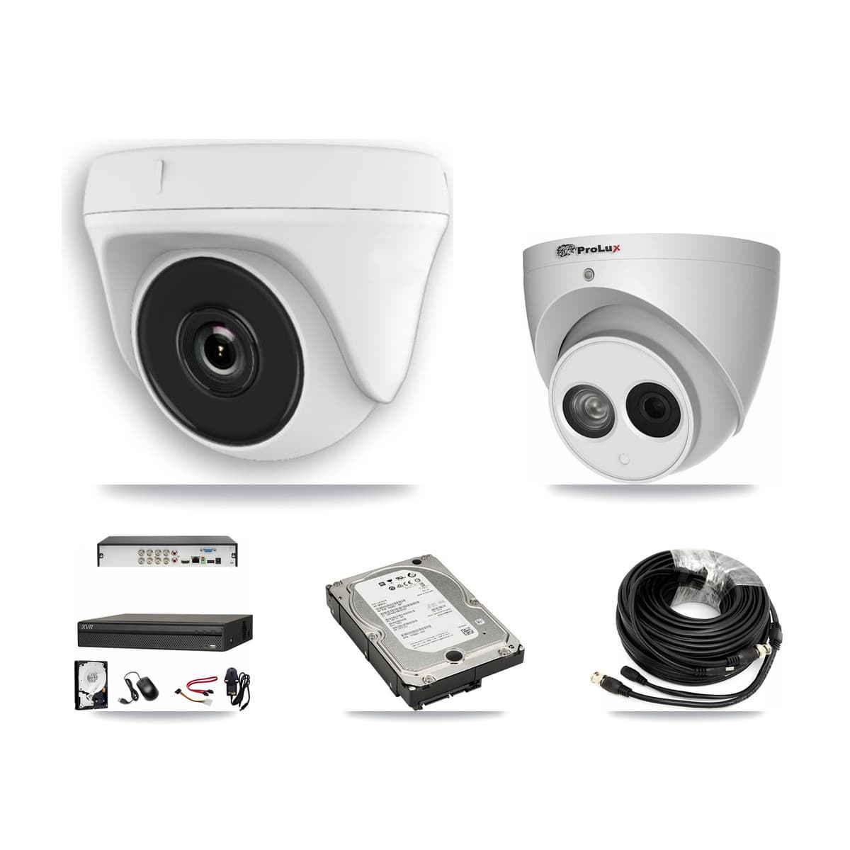 Prolux & Dahua 8-Channel 2MP – 4MP CCTV Kit — 5 White 2MP Dome + 1 4MP Turret Cameras + 5TB Recording (XVR-3108AD Recorder)