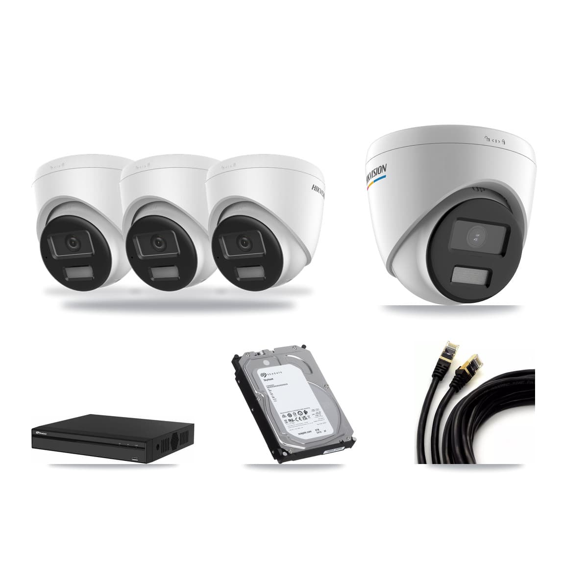Hikvision & Prolux 4-Channel 2MP – 4K CCTV Kit — 1 2MP + 3 4K Turret Cameras + 6TB Recording - Image 1
