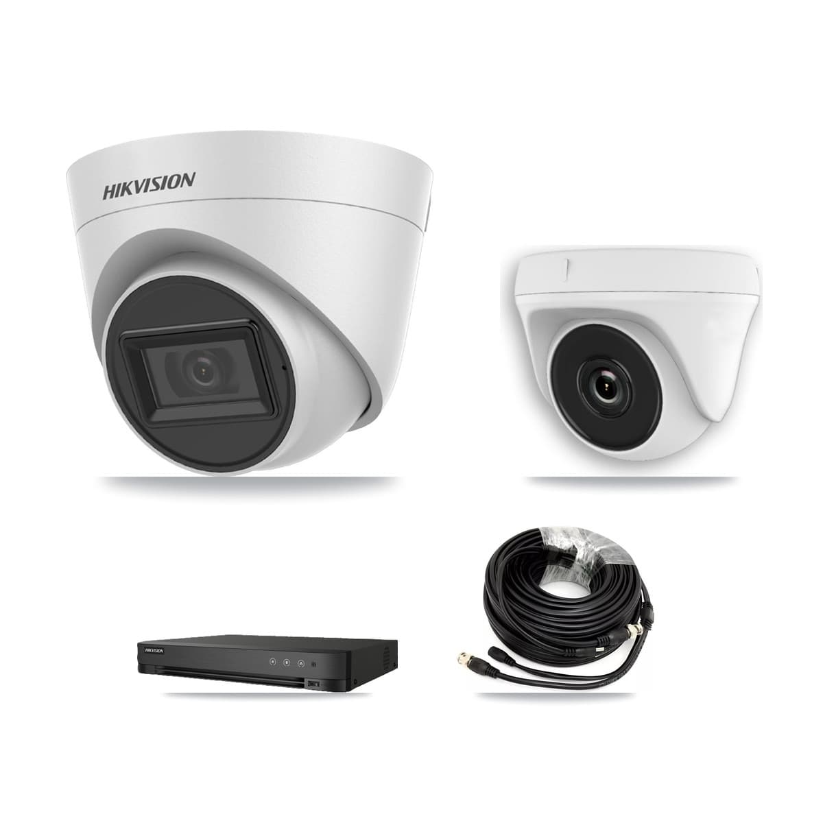 Hikvision 8-Channel 2MP – 5MP CCTV Kit — 2 White 5MP Turret + 1 White 2MP Dome Cameras + 3TB Recording (IDS-7208HQHI Recorder)