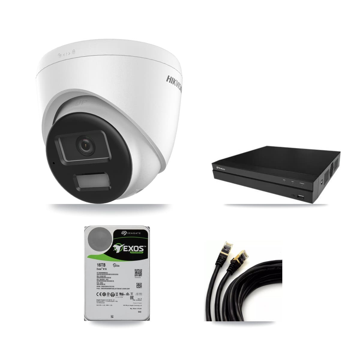 Hikvision & Prolux 16-Channel 4K CCTV Kit — 6 DS-2CD1383G2-LIU Turret Cameras + 16TB Recording (PXN-5216-16P-4KS2E Recorder)