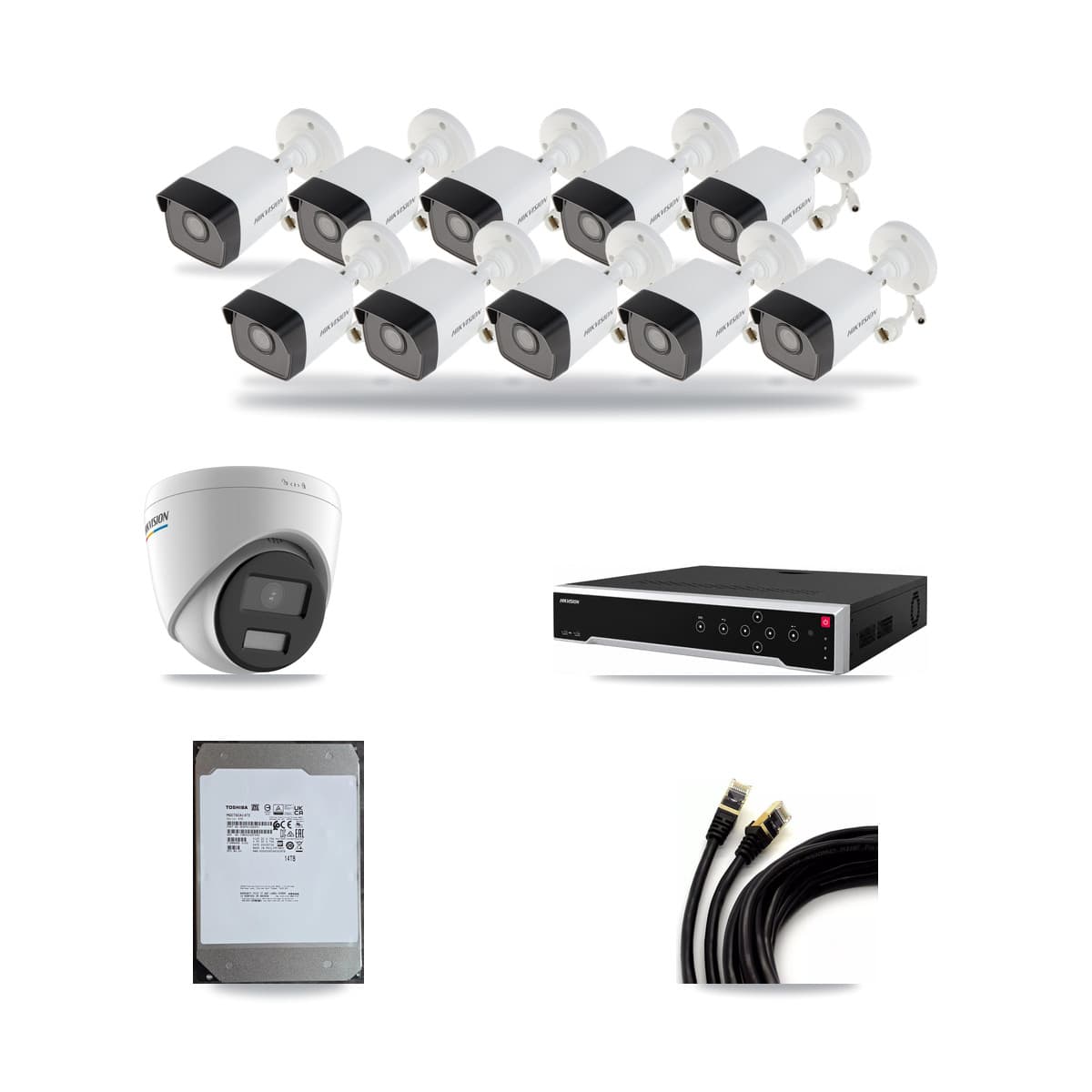 Hikvision 32-Channel 2MP – 5MP CCTV Kit — 10 5MP Bullet + 1 2MP Turret Cameras + 14TB Recording - Image 1
