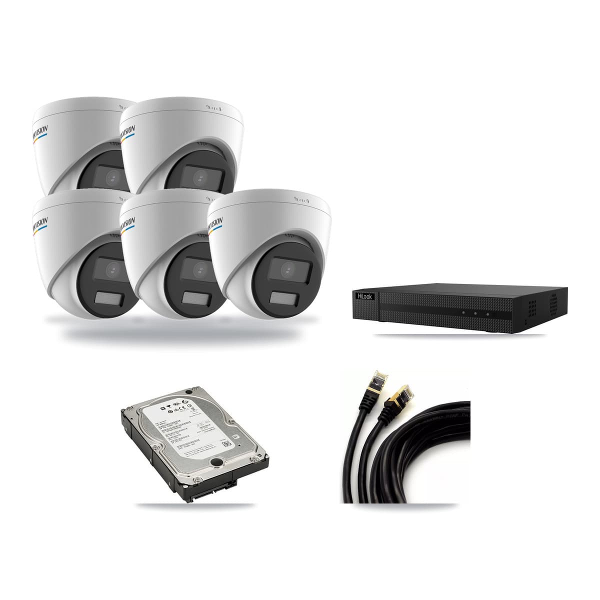 Hikvision & HiLook 8-Channel 2MP – 5MP CCTV Kit — 5 2MP Turret + 1 5MP Dome Cameras + 5TB Recording (NVR-108MH-D Recorder) - Image 1