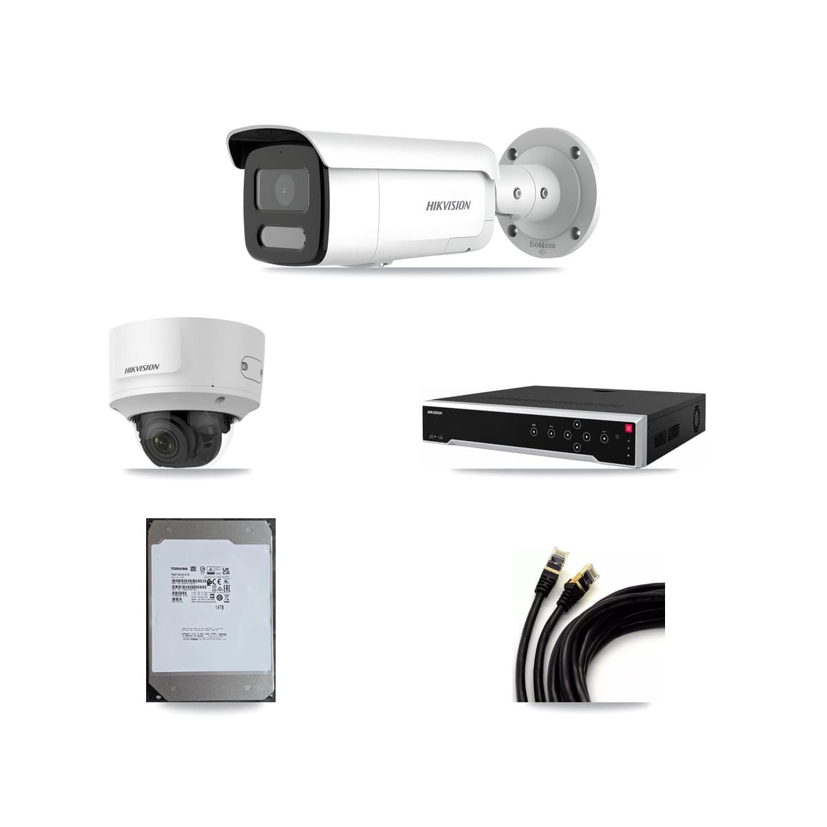 Hikvision 32-Channel 2MP – 4MP CCTV Kit — 1 2MP Dome + 10 4MP Bullet Cameras + 14TB Recording
