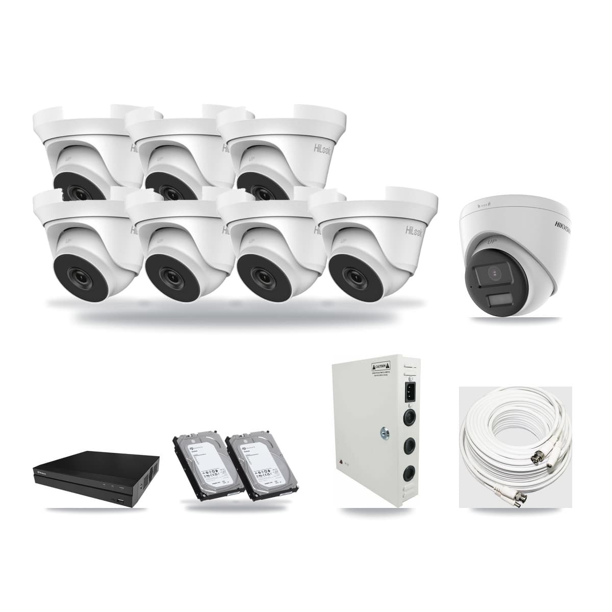 8-Channel 4MP – 4K CCTV Kit — 1 4K + 7 4MP Turret Cameras + 2× 6TB Recording - Image 1