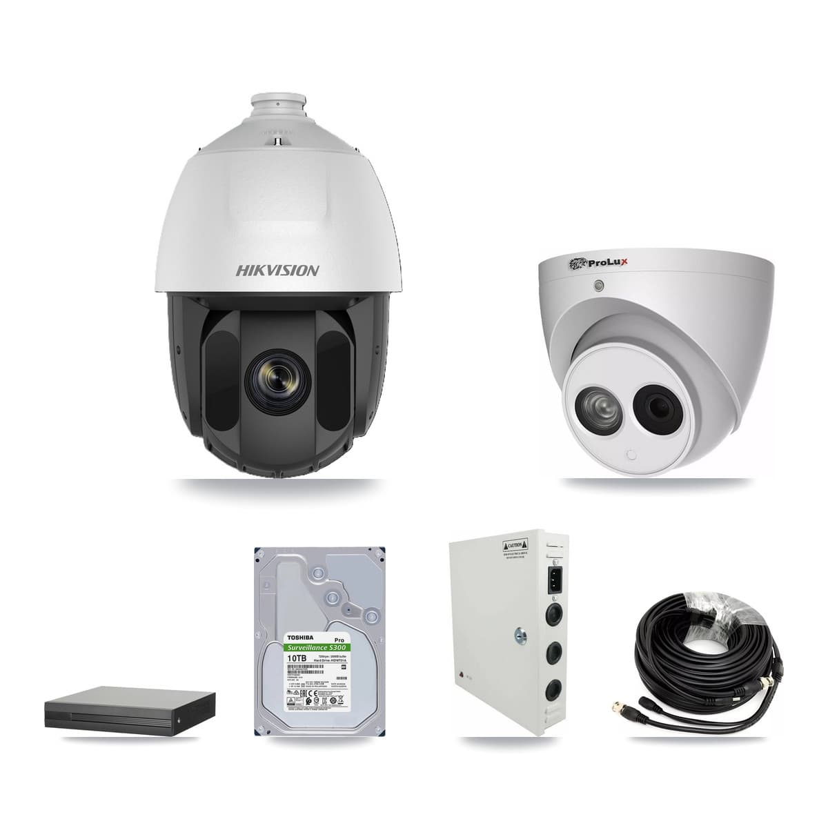 Hikvision & Prolux 16-Channel 2MP – 4MP CCTV Kit — 15 DS-2AE5225TI 2MP PTZ + 1 PXC-612C4W-A 4MP Turret Cameras + 10TB Recording - Image 1