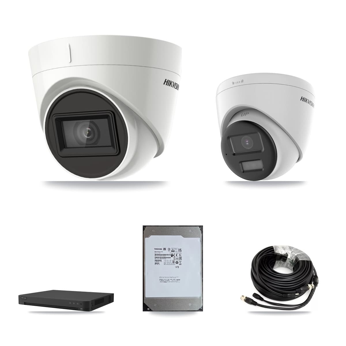 Hikvision 16-Channel 4K CCTV Kit — 2 DS-2CE78U0T + 4 DS-2CE78U1T Turret Cameras + 14TB Recording