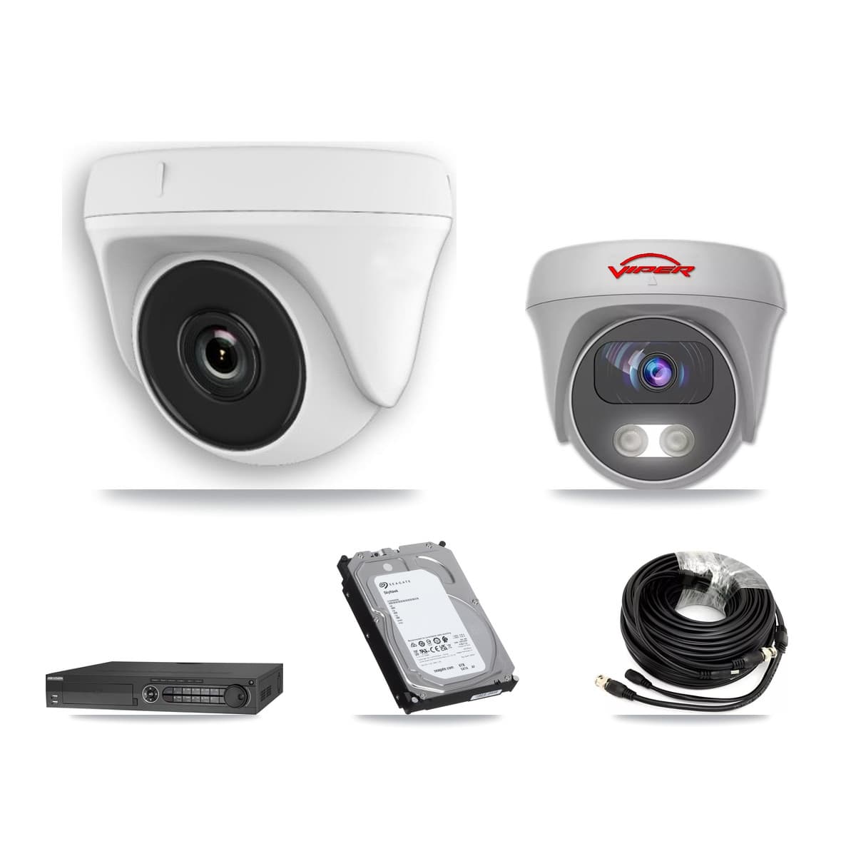 Viper & Hikvision 32-Channel 2MP – 5MP CCTV Kit — 7 White 2MP Dome + 1 White 5MP Cameras + 6TB Recording (IDS-7332HUHI Recorder) - Image 1
