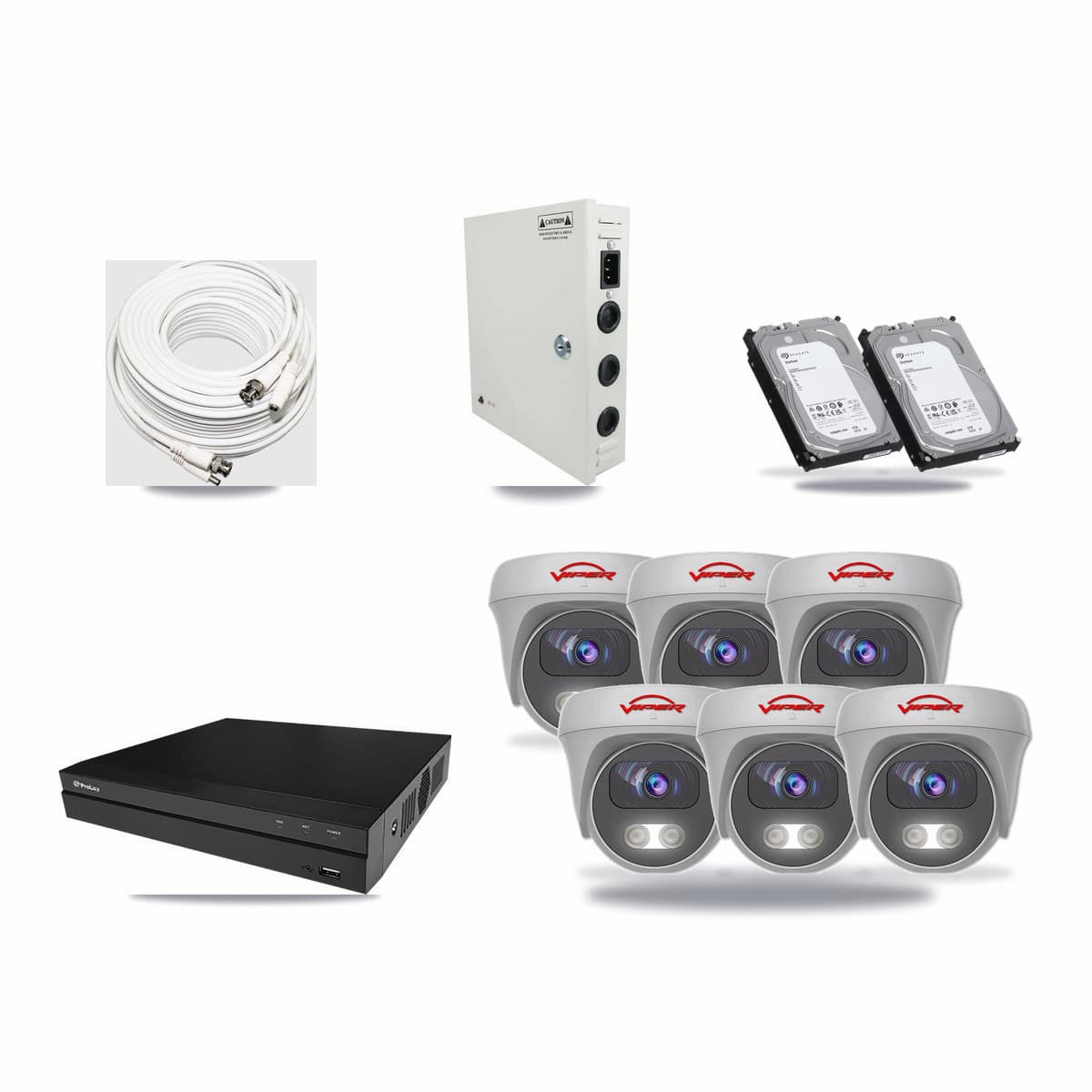 Prolux 8-channel CCTV kit: 6 cameras (6× 5MP Camera), 2× 6TB hard drive