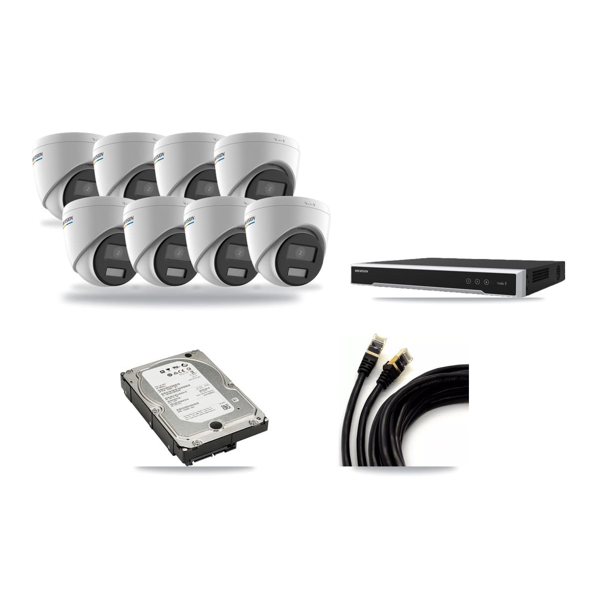 Hikvision 16-Channel 2MP CCTV Kit — 8 Turret Cameras + 5TB Recording (DS-7616NI-M2 Recorder) - Image 1