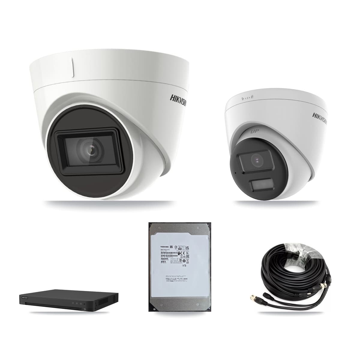 Hikvision 16-Channel 4K CCTV Kit — 1 DS-2CE78U0T + 4 DS-2CE78U1T Turret Cameras + 14TB Recording