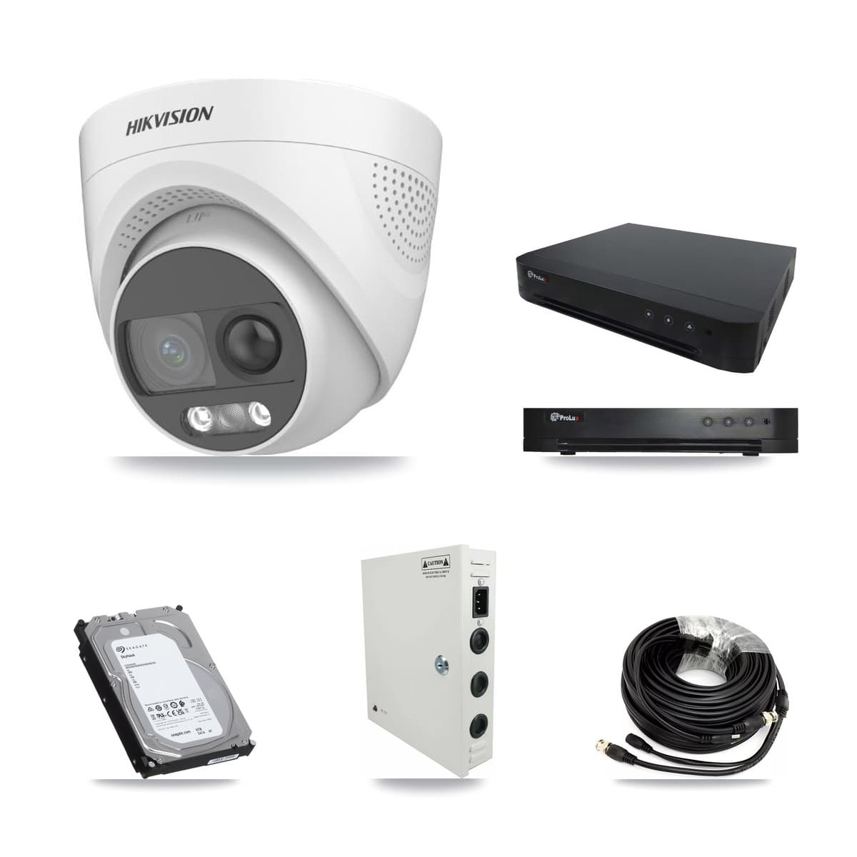 Hikvision & Prolux 16-Channel 5MP CCTV Kit — 16 DS-2CE72KF3T Turret Cameras + 6TB Recording