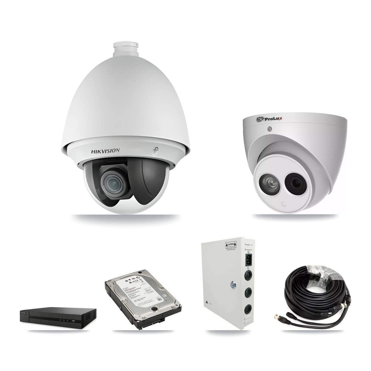 Hikvision & Prolux 8-Channel 2MP – 4MP CCTV Kit — 6 2MP PTZ + 1 4MP Turret Cameras + 5TB Recording (DVR-8CH Recorder) - Image 1