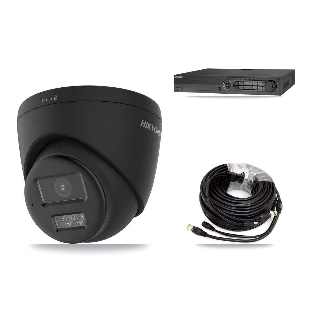 Hikvision 32-Channel 4K CCTV Kit — 6 Black Turret Cameras + 2× 8TB Recording