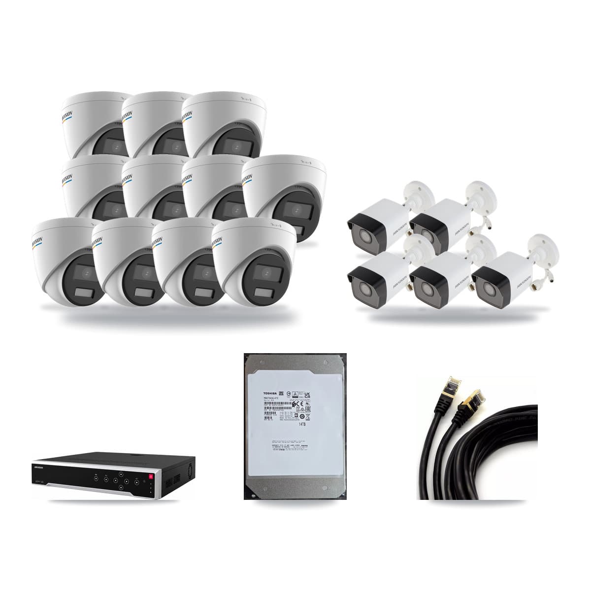 Hikvision 32-Channel 2MP – 5MP CCTV Kit — 5 5MP Bullet + 11 2MP Turret Cameras + 14TB Recording - Image 1