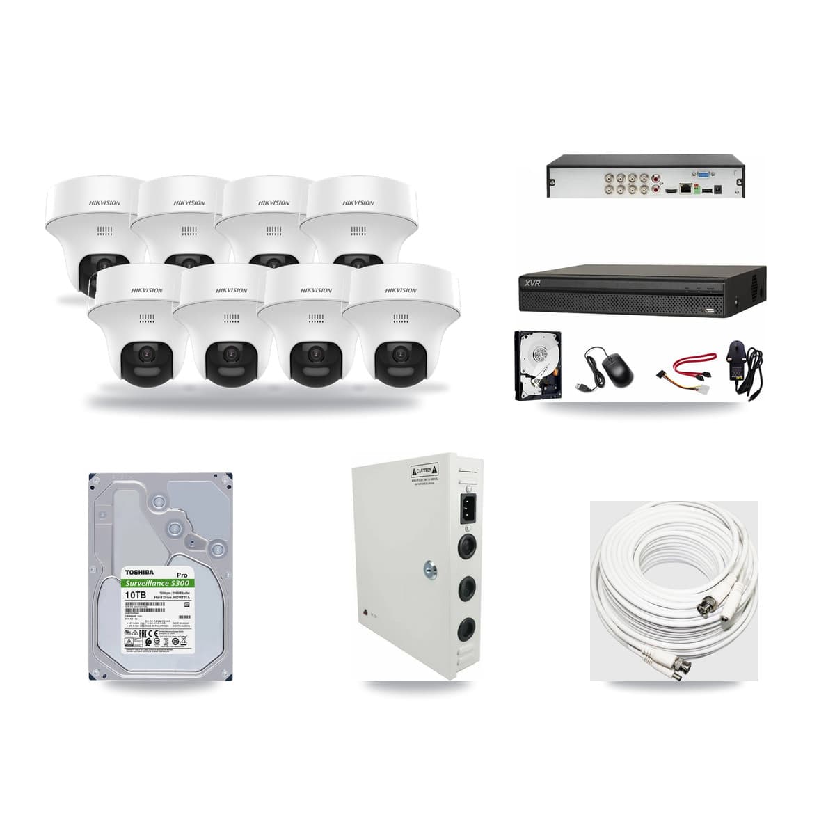 8-Channel 5MP CCTV Kit — 8 DS-2CE70K0T Hikvision Turret Cameras + 10TB Recording (XVR-3108AD Recorder) - Image 1