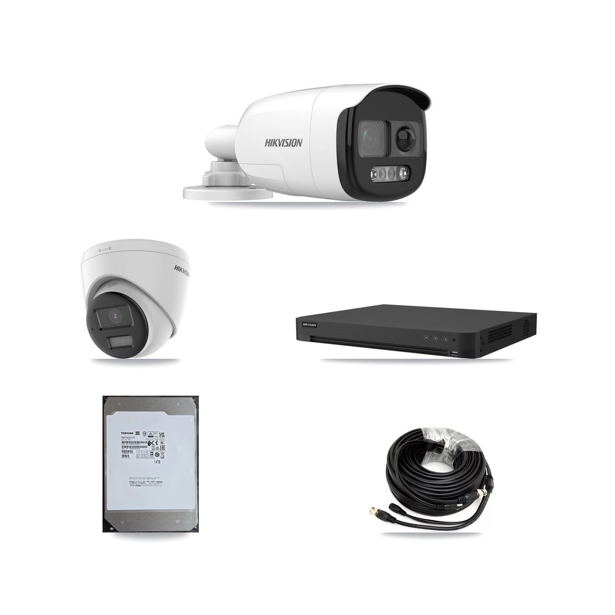 Hikvision 16-Channel 5MP – 4K CCTV Kit — 7 5MP Bullet + 1 4K Turret Cameras + 14TB Recording