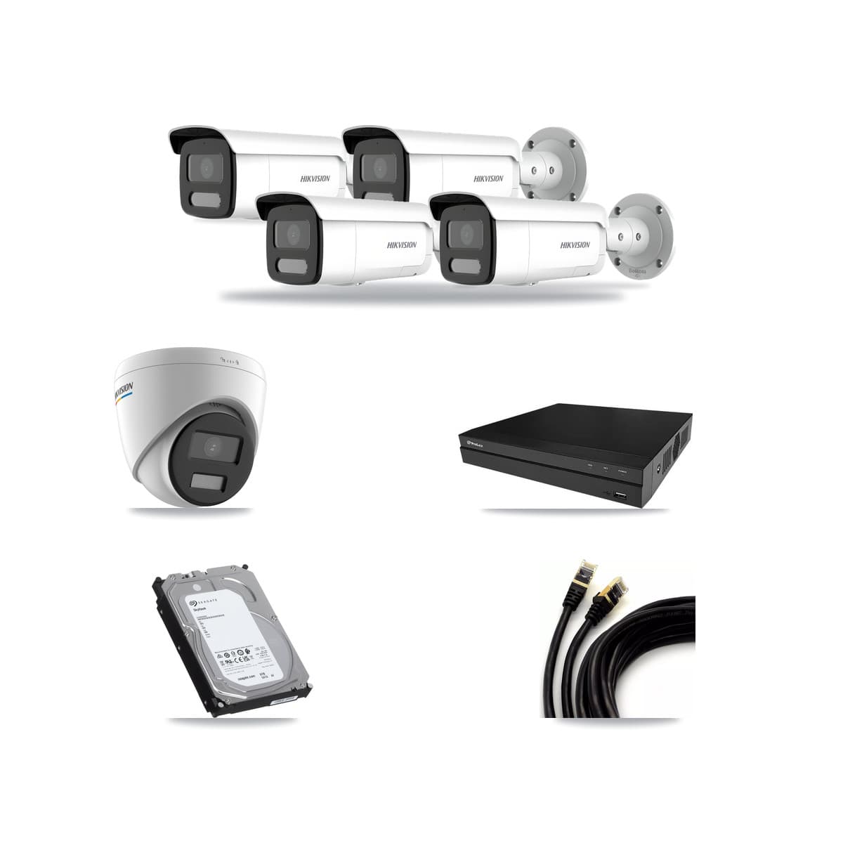 Hikvision & Prolux 8-Channel 2MP – 4MP CCTV Kit — 1 2MP Turret + 4 4MP Bullet Cameras + 6TB Recording - Image 1