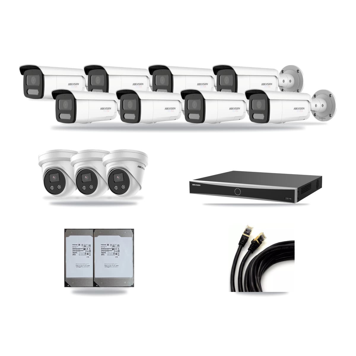 Hikvision 16-Channel 5MP – 4K CCTV Kit — 8 4K Bullet + 3 5MP Turret Cameras + 2× 14TB Recording - Image 1