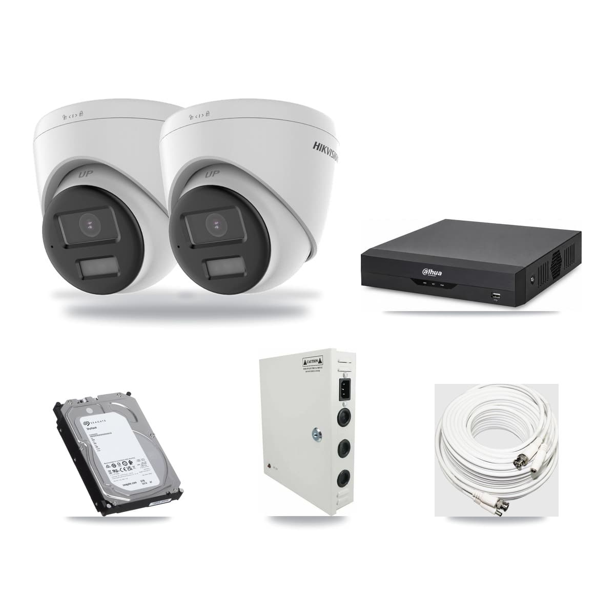 Hikvision & Dahua 4-Channel 4K CCTV Kit — 2 DS-2CE78U0T Turret Cameras + 6TB Recording - Image 1