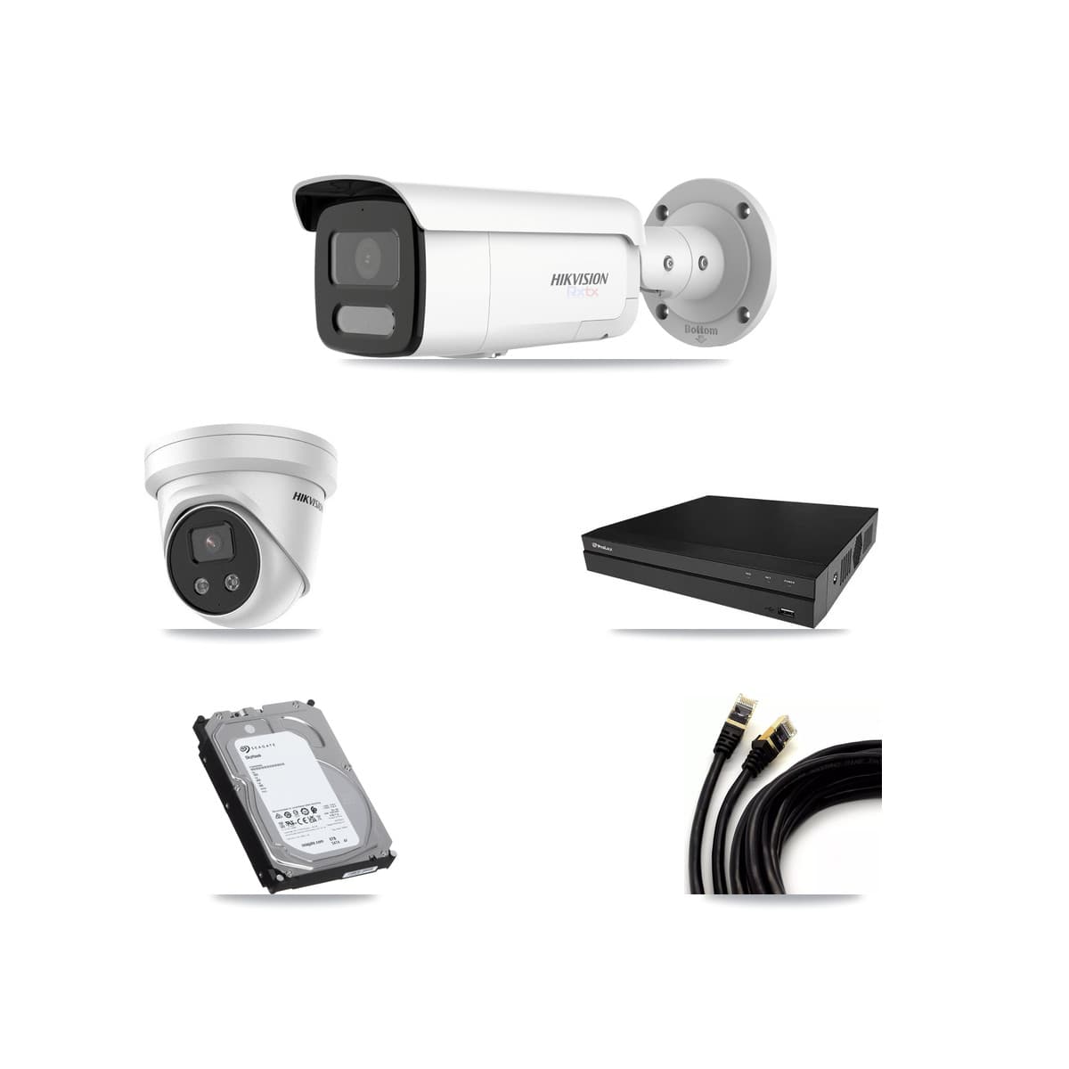 Hikvision & Prolux 8-Channel 5MP – 4K CCTV Kit — 2 4K Bullet + 1 5MP Turret Cameras + 6TB Recording