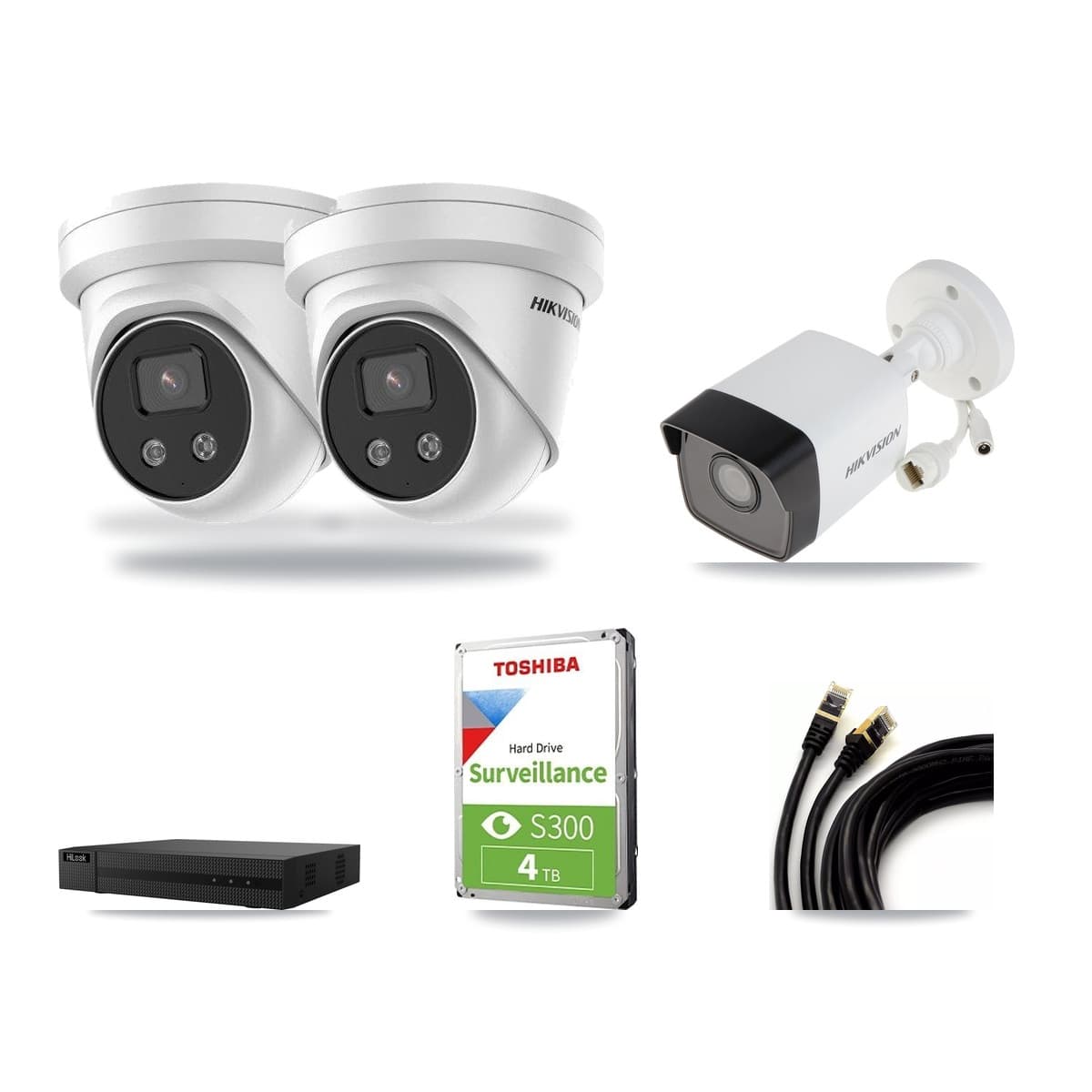 Hikvision & HiLook 8-Channel 5MP CCTV Kit — 1 Bullet + 2 Turret Cameras + 4TB Recording - Image 1