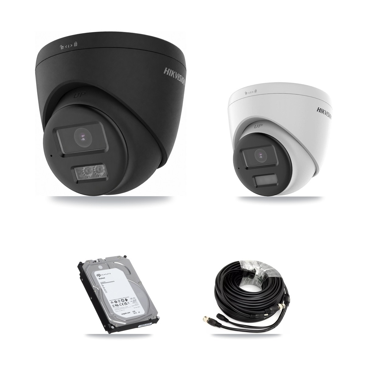 Hikvision 32-Channel 5MP – 4K CCTV Kit — 2 DS-2CE78K0T-LPTS 5MP + 6 Black DS-2CE78U0T-LTS-BLACK 4K Turret Cameras + 3× 6TB Recording (IDS-7332HUHI-M4/S Recorder)