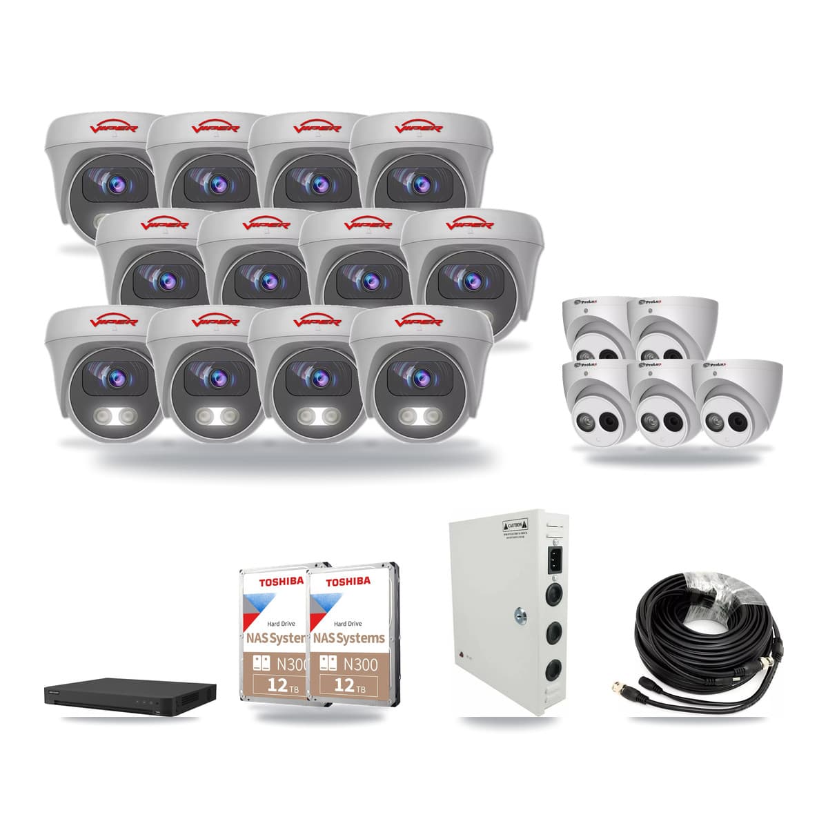 32-Channel 4MP – 5MP CCTV Kit — 5 4MP Turret + 12 5MP Cameras + 2× 12TB Recording - Image 1