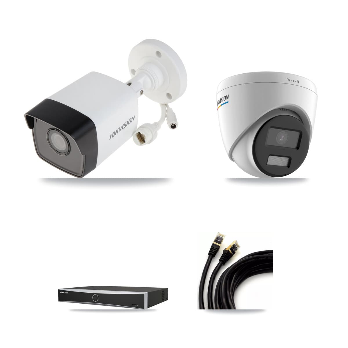 Hikvision 4-Channel 2MP – 5MP CCTV Kit — 1 5MP Bullet + 1 2MP Turret Cameras + 2TB Recording